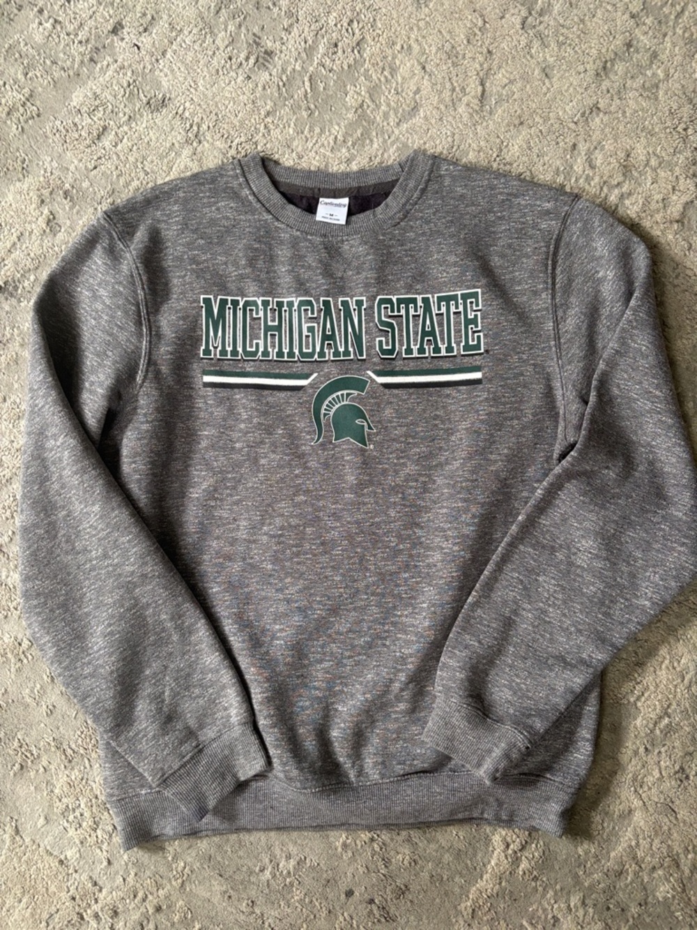 Michigan State Gray Crewneck Sweatshirt with Green Logo